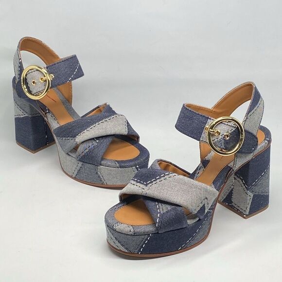See by Chloe Joei Patchwork Denim Platform Sandals size 39 - Picture 11 of 15